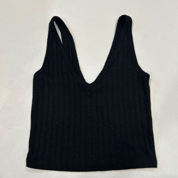 Abercrombie & Fitch Black Ribbed V-Neck Tank Top Women’s XS - Picture 1 of 5